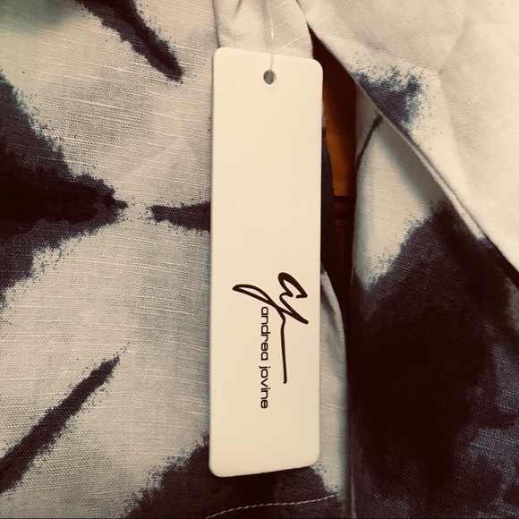 Andrea Jovine Linen Blend NWT Tye-Dye Top Navy/White - Picture 4 of 7